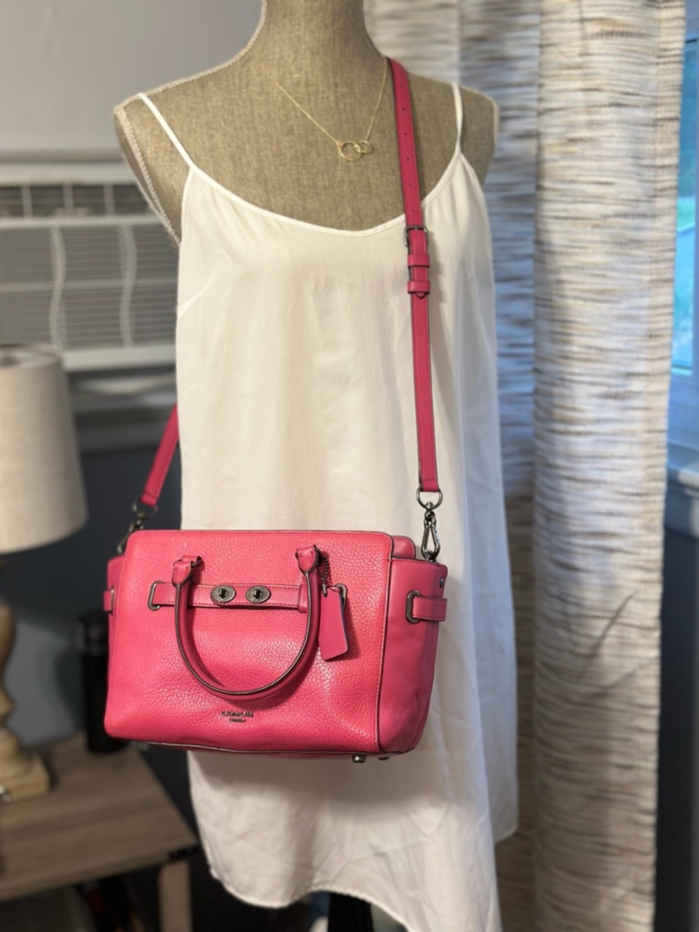 Coach Pink Pebble Leather Crossbody Satchel